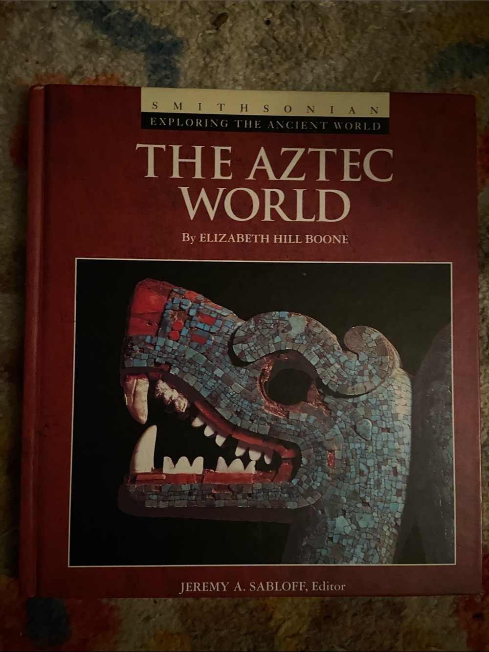 Smithsonian Aztec Indian Hardcover Book Red blue mosaic dragon Mexico Mexican